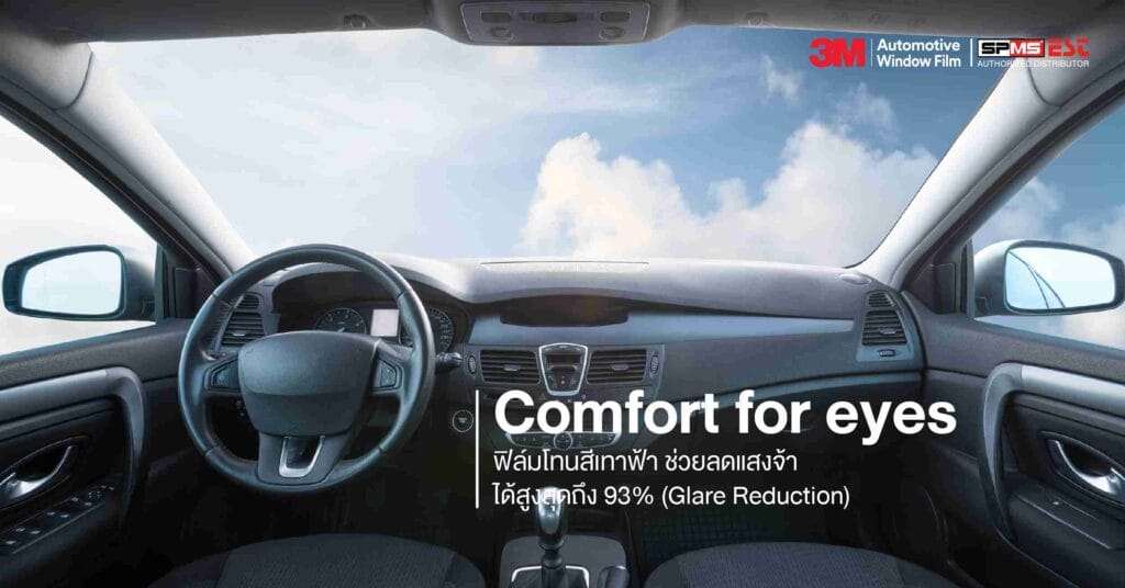 Comfort for eyes | ฟิล์มโทนสีเทาฟ้า ช่วยลดแสงจ้าได้สูงสุดถึง 93% (Glare Reduction)