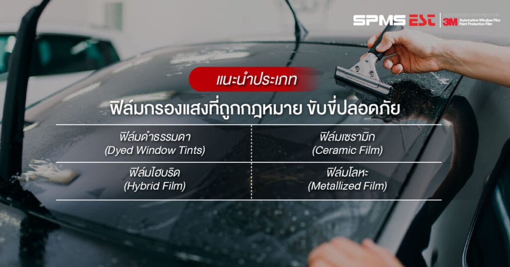 แนะนำประเภทของฟิล์มกรองแสงที่ถูกกฎหมาย ขับขี่ปลอดภัย